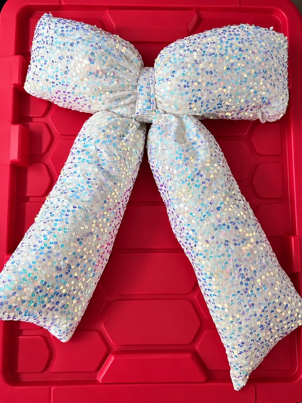 Jumbo Iridescent Sequin Bow Hanging Décor